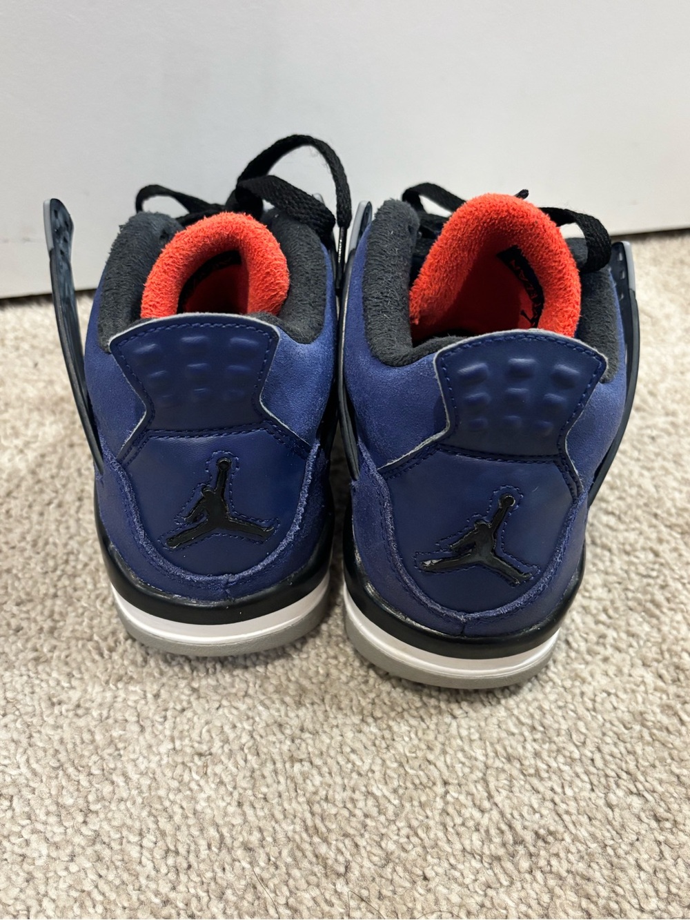 Jordan Kids Navy Blue and Black Sneakers with Orange Trim - Picture 5 of 9